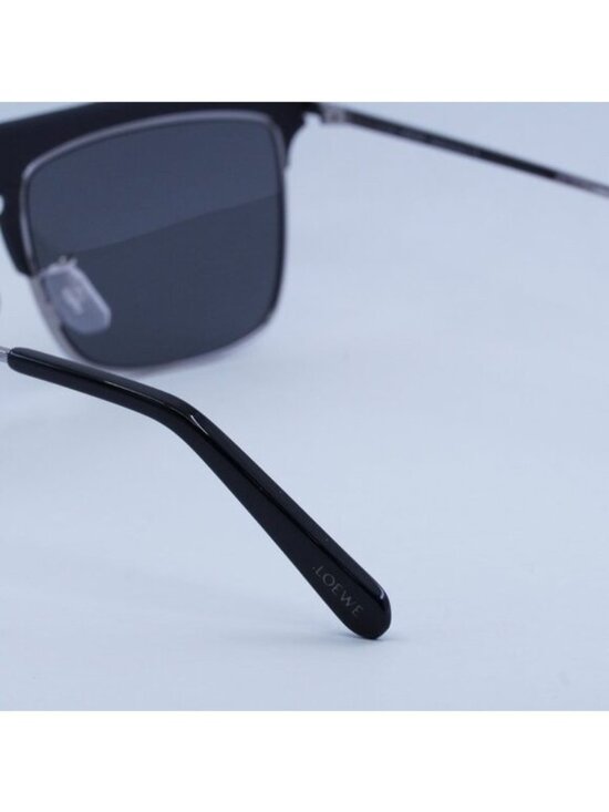 Loewe LW40006U 20A Sunglasses Silver/Black Leather Browline Frame, Smoke Lenses main image 8